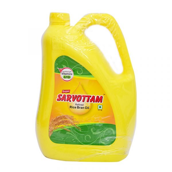 Super Sarvottam Rice Bran Oil Jar, 5 L