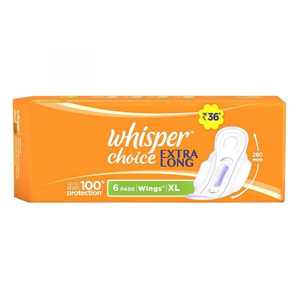 Whisper Choice Ultra Sanitary Napkin XL With Wings, 6 N